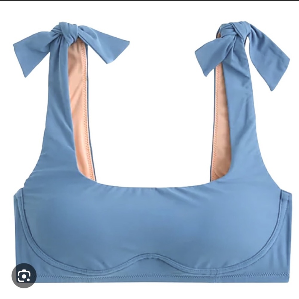 J. Crew Tie Shoulder Scoopneck Bikini Top